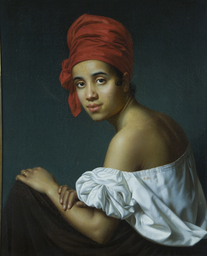 Portrait of a Creole woman in a red turban
