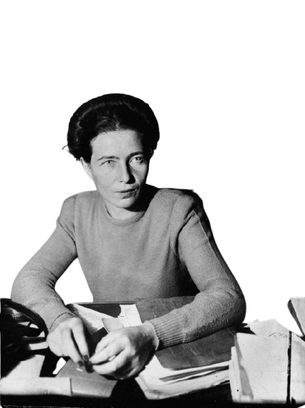 Simone de Beauvoir at her desk